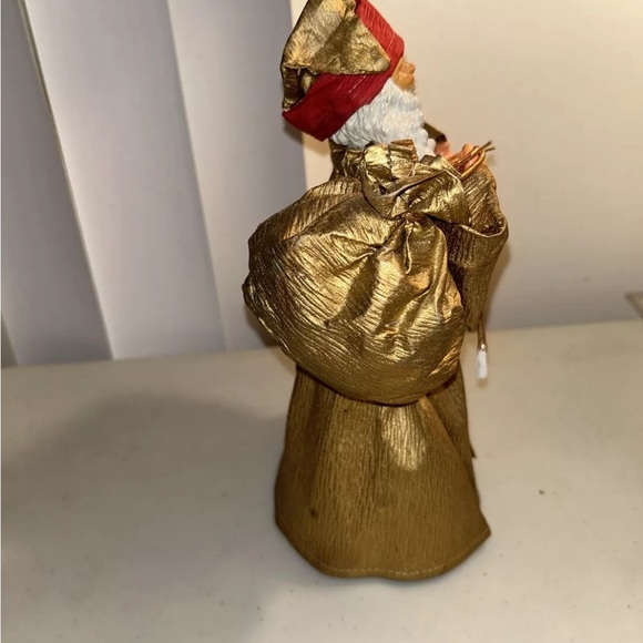 Vtg Crinkled Paper Mache/Ceramic Santa Tree Topper w/Cone Bottom - Picture 9 of 9